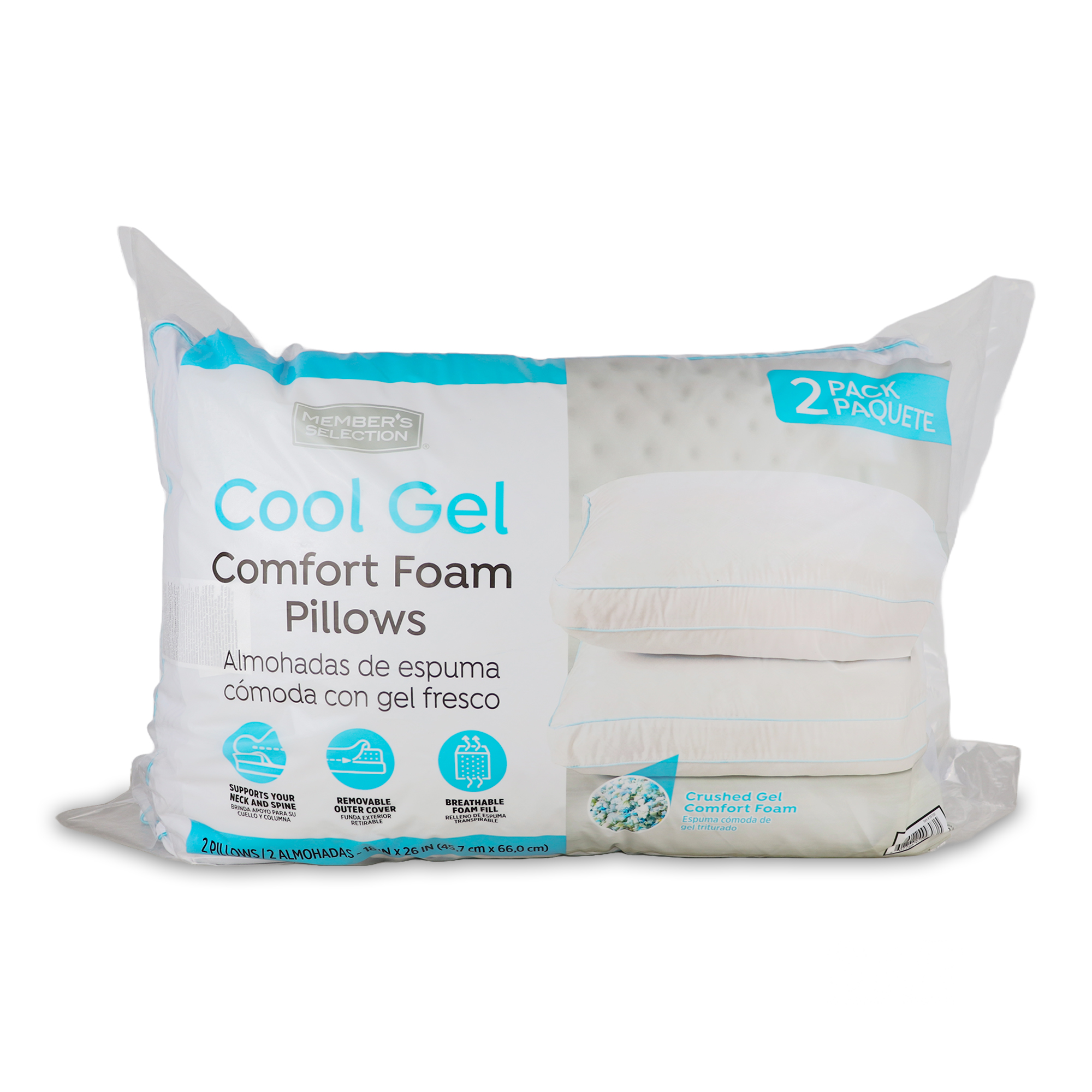 Member's Selection Cool Gel Comfort Foam Pillows 2pcs